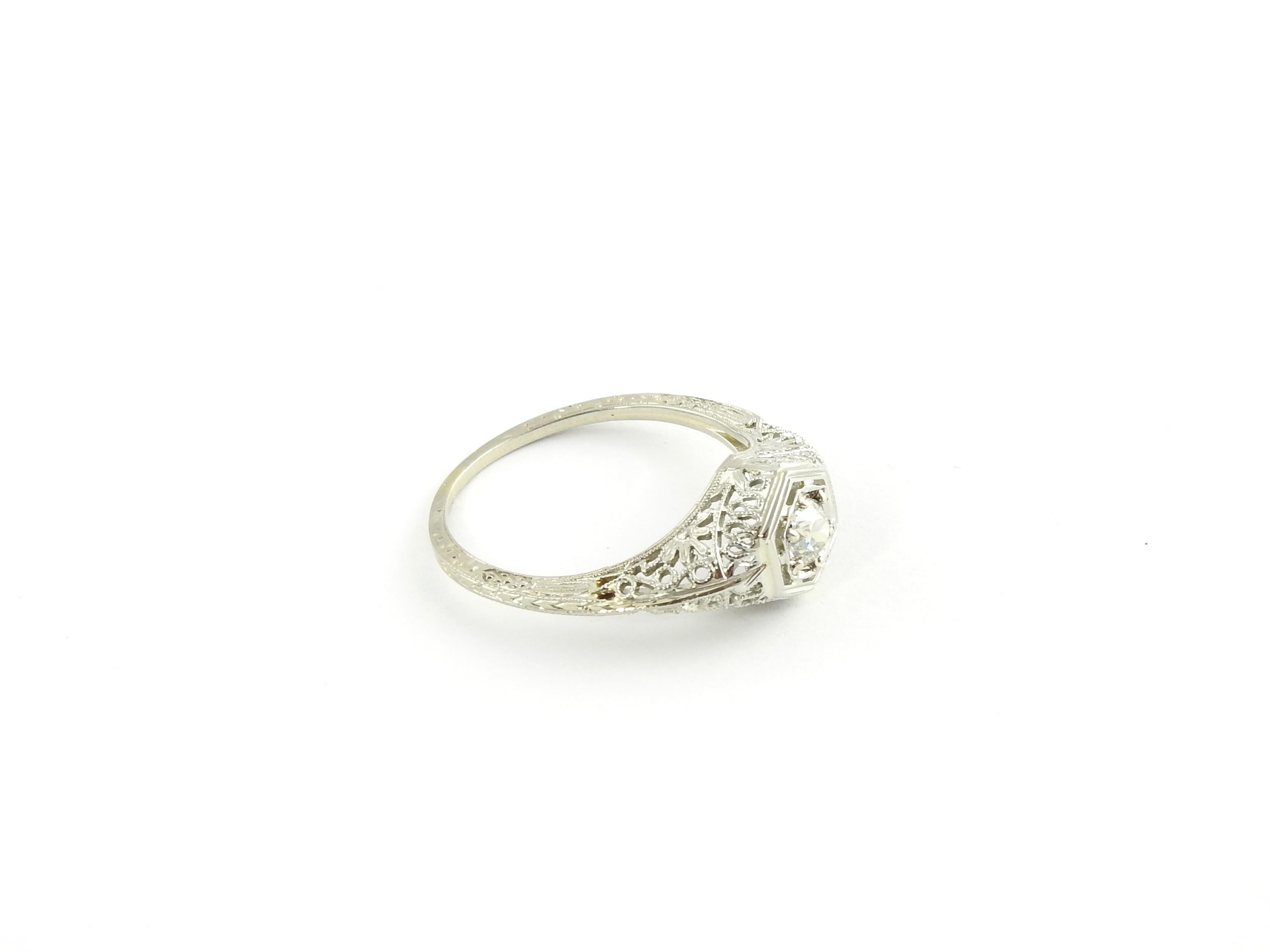 Women's 18 Karat White Gold Filigree Diamond Ring