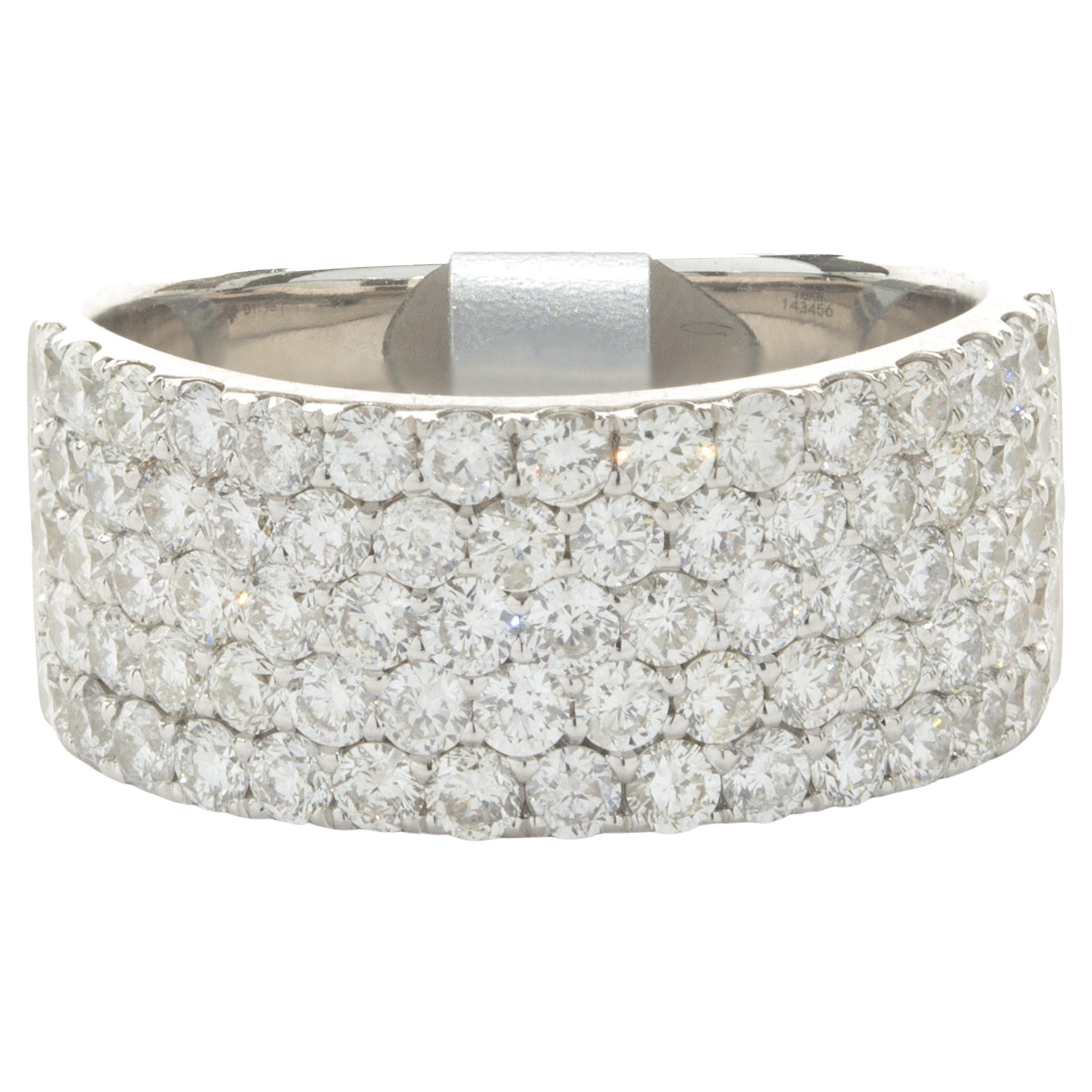 Bracelet à cinq rangées de diamants en or blanc 18 carats en vente