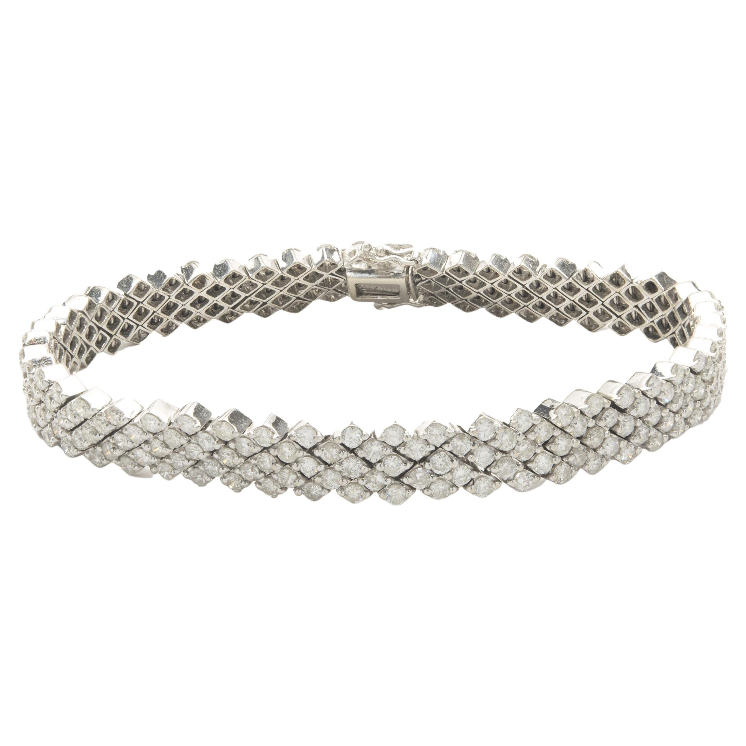 18 Karat White Gold Five Row Diamond Flex Bracelet