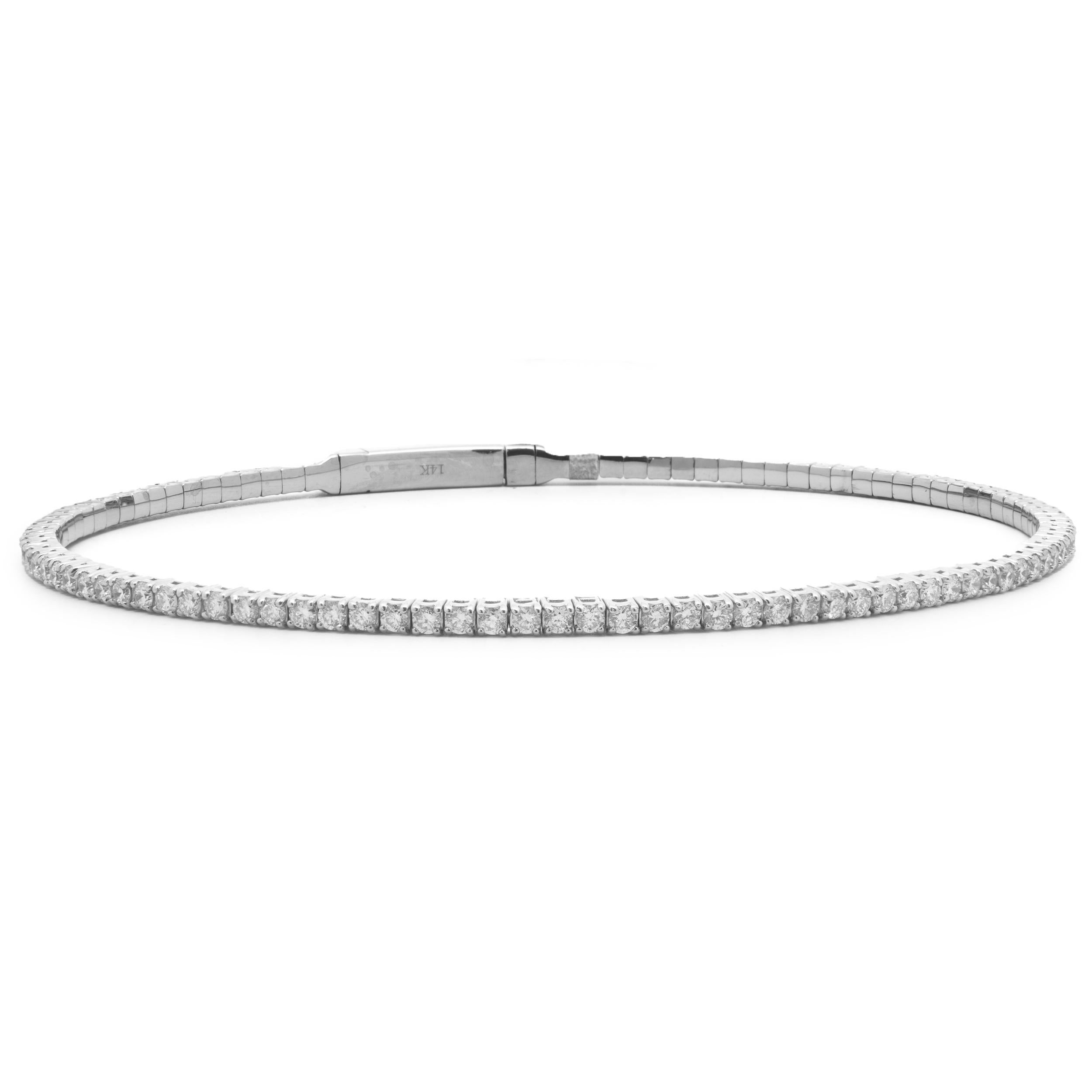 18 Karat White Gold Flexible Diamond Bangle Bracelet