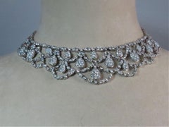 18 Karat White Gold Flexible Diamond Choker Necklace