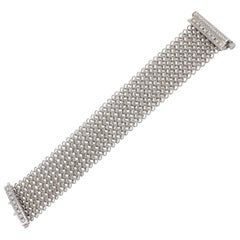 18 Karat White Gold Flexible Diamond Mesh Bracelet