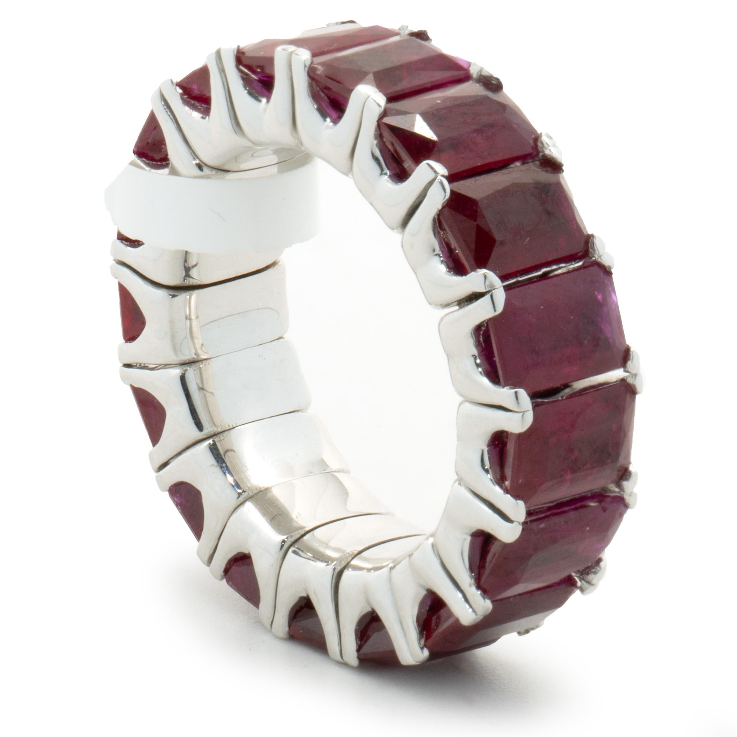 18 Karat White Gold Flexible Ruby Eternity Band In Excellent Condition In Scottsdale, AZ
