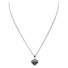 18 Karat White Gold Floating Diamond Heart Necklace