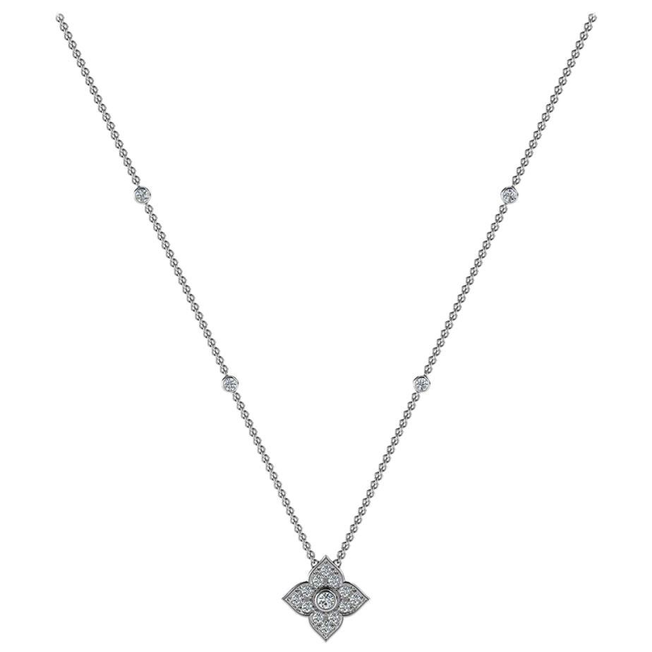 18 Karat White Gold Floral Diamond Necklace '1/5 Carat'