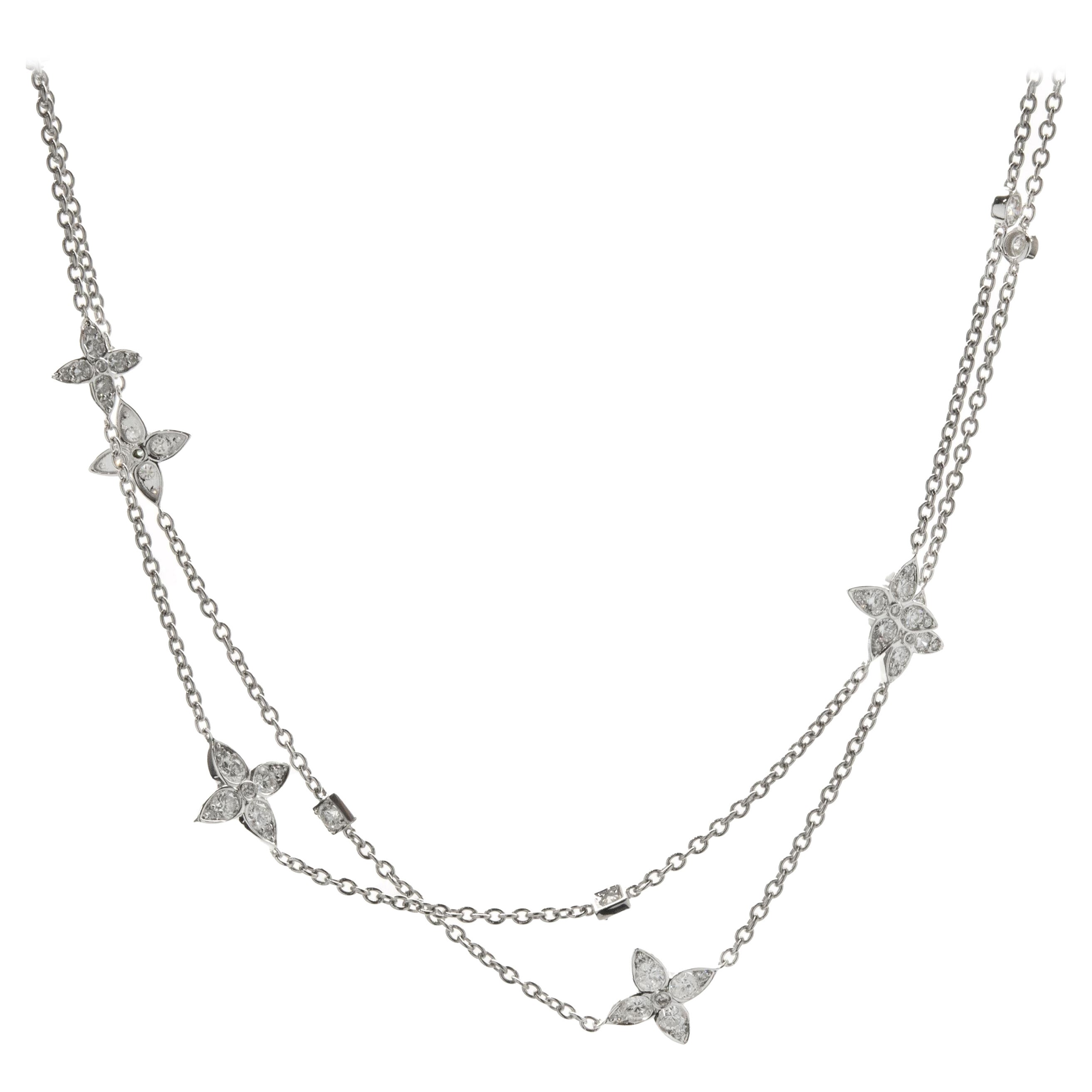 18 Karat Weißgold Floral Diamonds by the Yard Halskette im Angebot