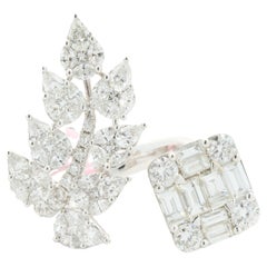 18 Karat White Gold Floral Mosaic Set Diamond Ring 18 Karat White Gold Floral Mosaic Set Diamond Ring