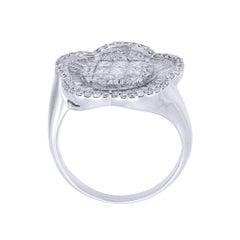 18 Karat White Gold Flower Princess Illusion Diamond Ring
