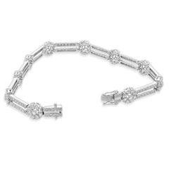 18 Karat White Gold Flower Station Diamond Bracelet