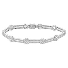 18 Karat White Gold Flower Station Diamond Bracelet