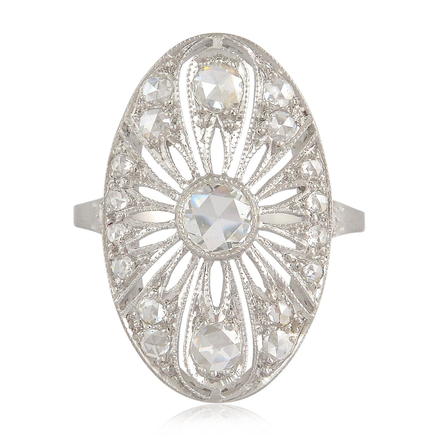 For Sale:  18 Karat White Gold Fluer Diamond Ring 4