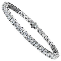 18 Karat White Gold Four Prongs Diamond Tennis Bracelet '10 Carat'