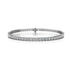 18 Karat White Gold Four Prongs Diamond Tennis Bracelet '5 Carat'