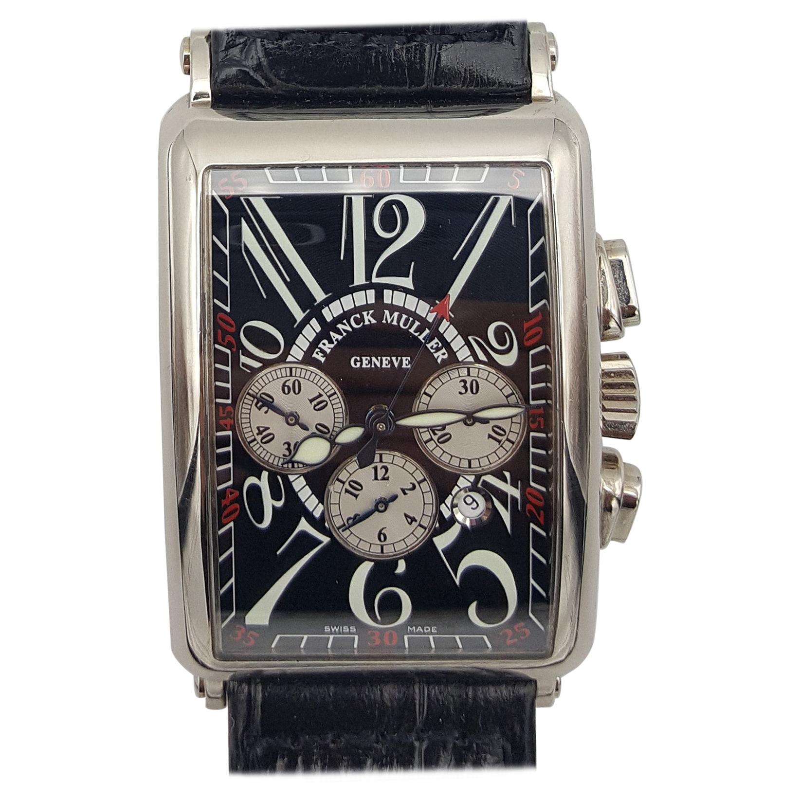 18kt White Gold Franck Muller Watch Long Island 1200 CC AT Chronograph For Sale