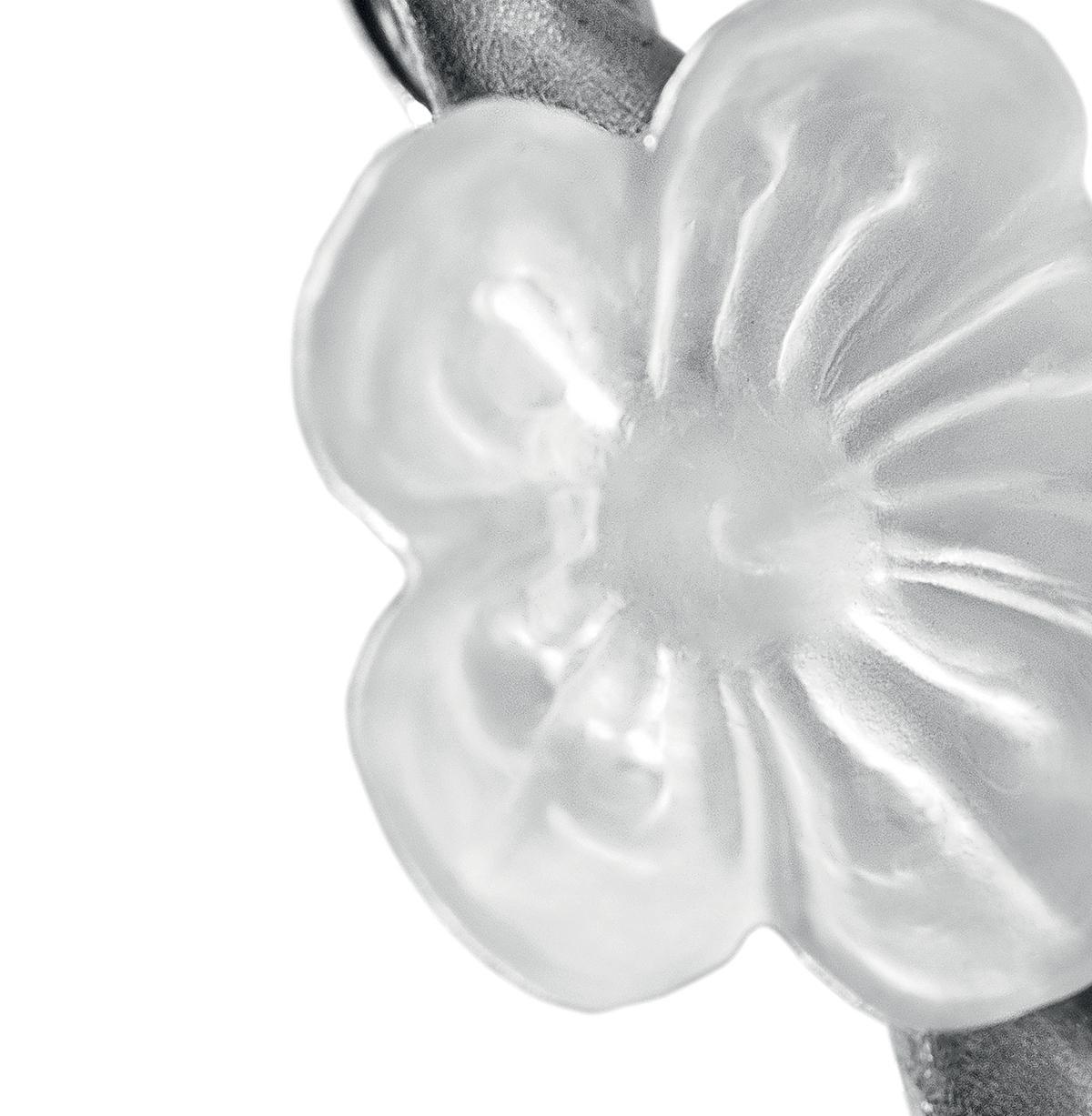 Women's or Men's Eighteen Karat White Gold Freesia Contemporary Brooch with Quartz Flower For Sale