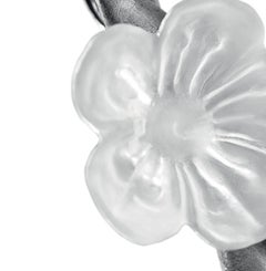 18 Karat White Gold Freesia Contemporary Cocktail/Bridal Ring with Quartz Flower