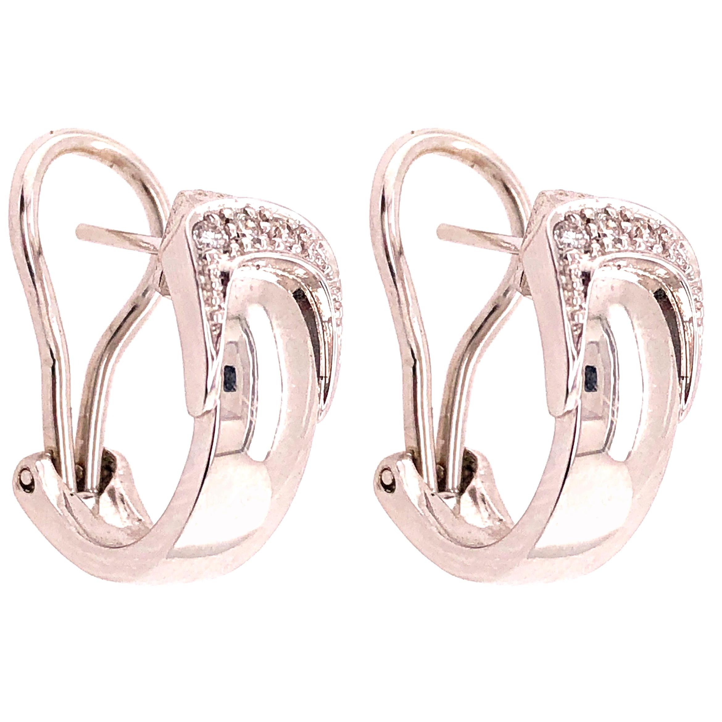 18 Karat White Gold French Lever Back Earrings with Diamonds For Sale