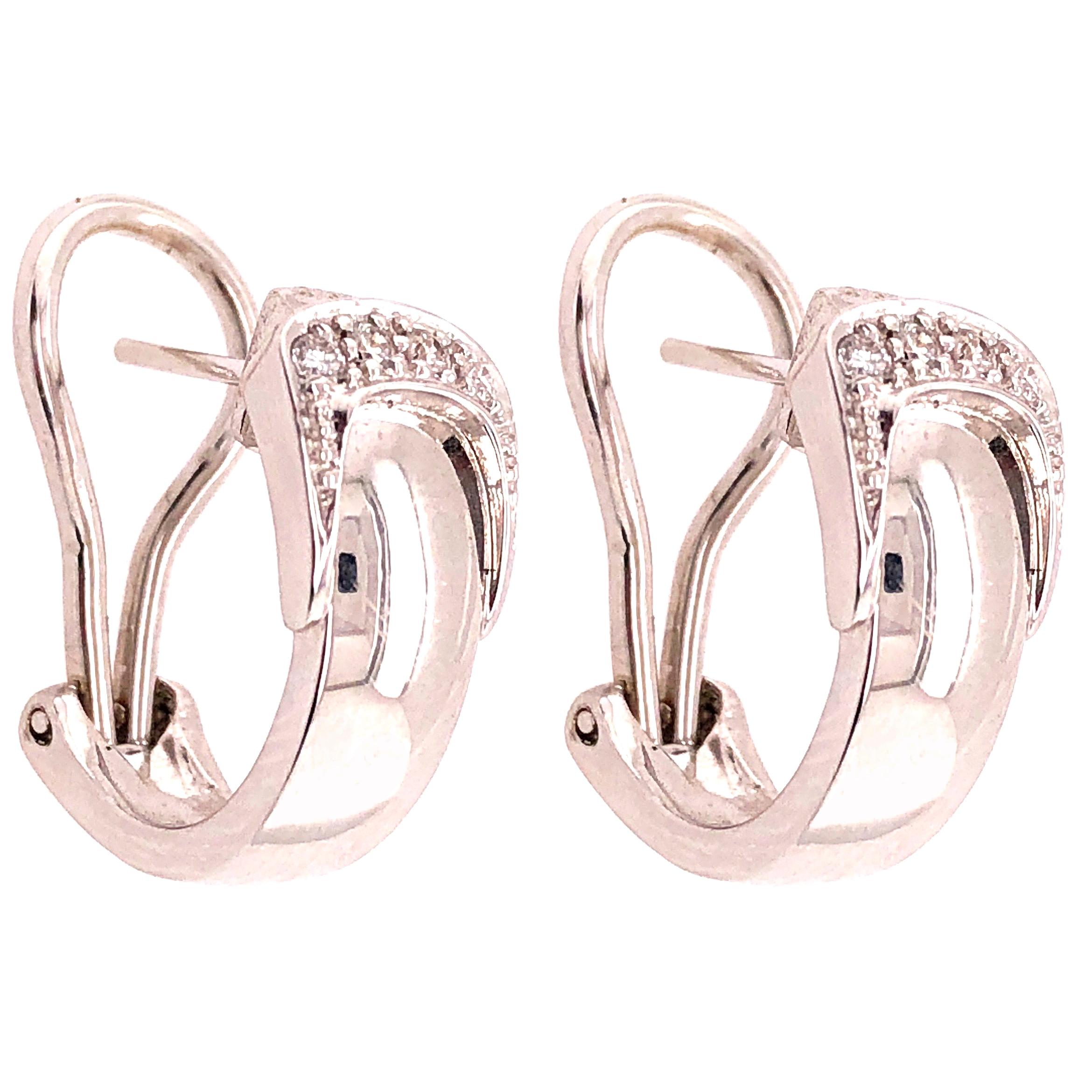 18 Karat White Gold French Lever Back Earrings with Diamonds