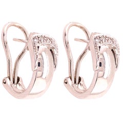 18 Karat White Gold French Lever Back Earrings with Diamonds
