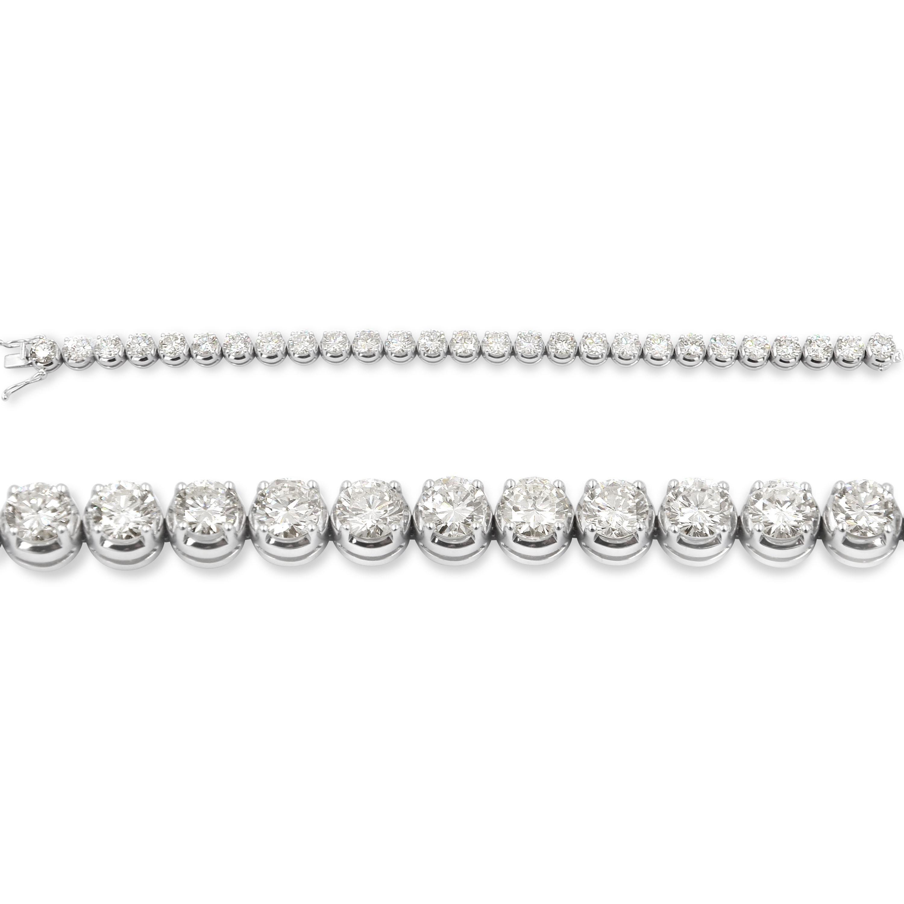 Women's or Men's 18 Karat White Gold Garavelli Diamond Tennis Bracelet Anniversary Collection For Sale