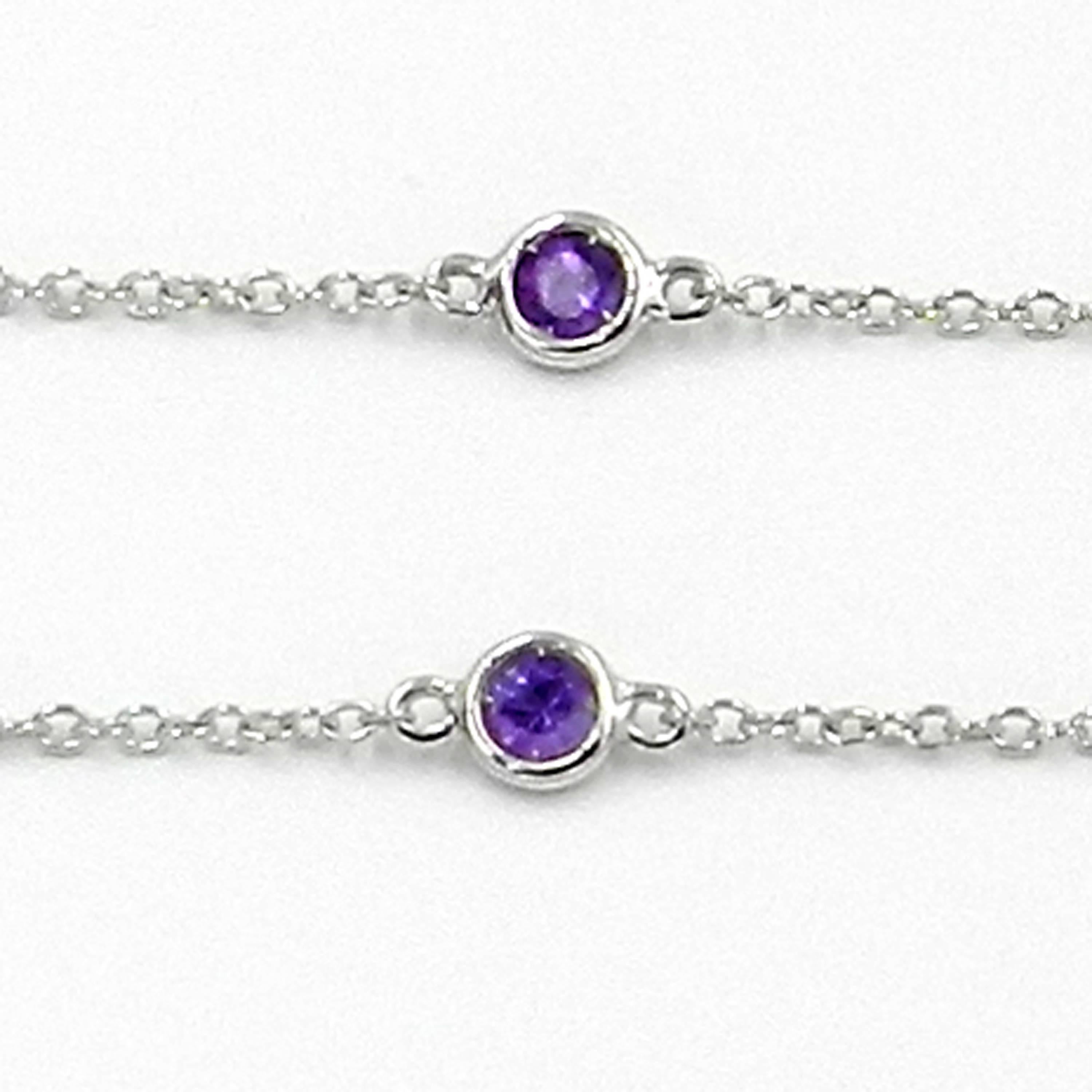 Modern 18 Karat White Gold Garavelli Necklace with Amethysts For Sale