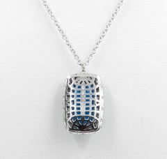 18 Karat White Gold Garavelli Pendant with Chain with Diamonds and Turquoise