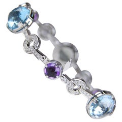 Bulgari White Gold Gemstone and Diamond Bracelet