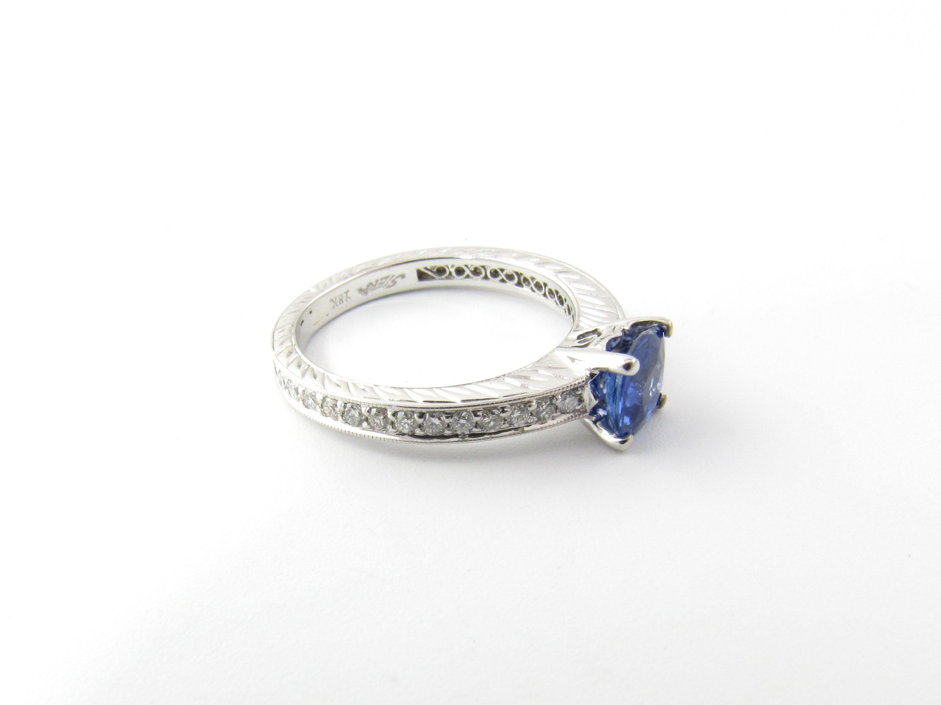 Women's 18 Karat White Gold Genuine Tanzanite and Diamond Ring For Sale