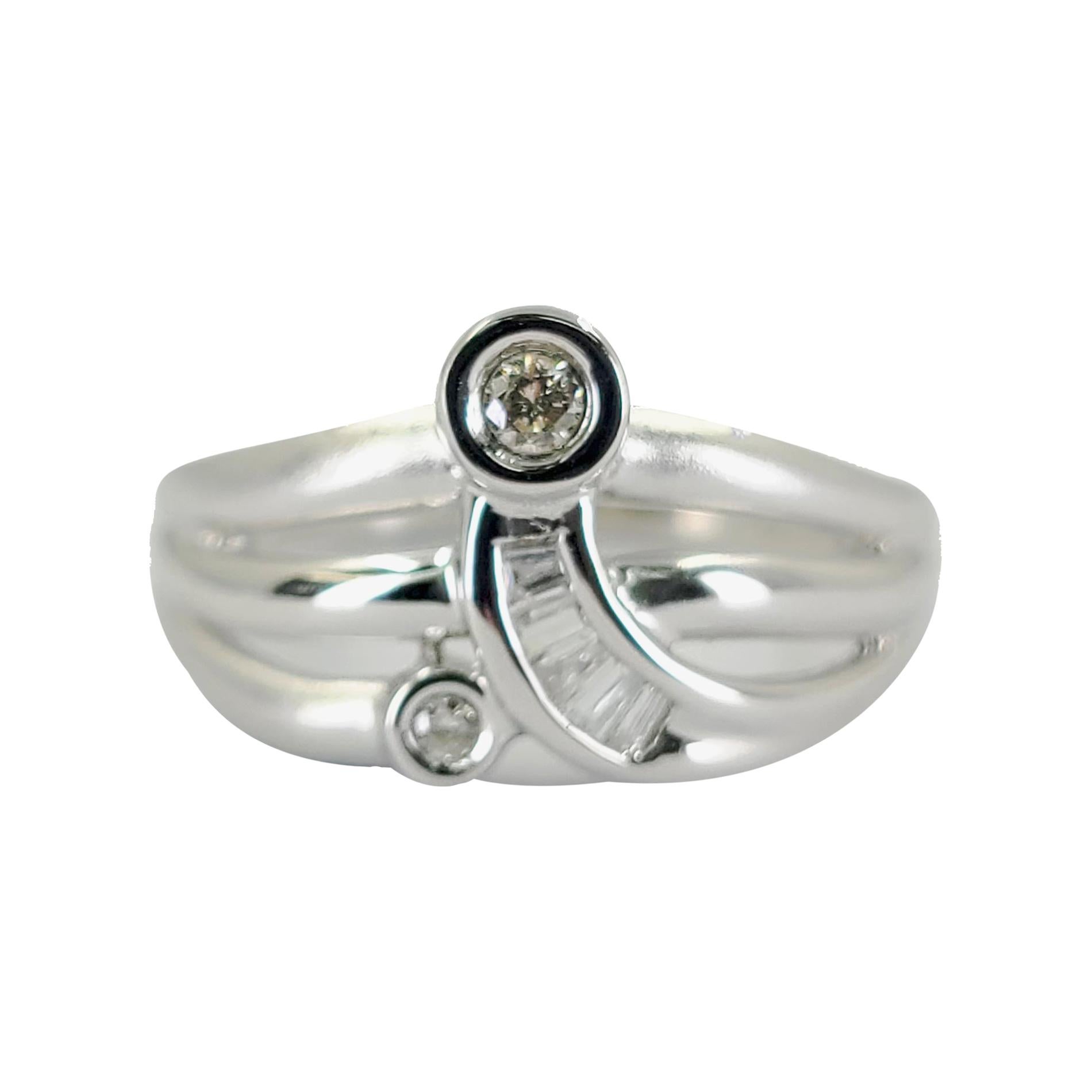Brushed White Gold Diamond Ring For Sale