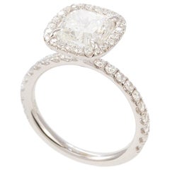 18 Karat White Gold GIA Certified Cushion Cut Diamond Halo Ring 2.83 Carat