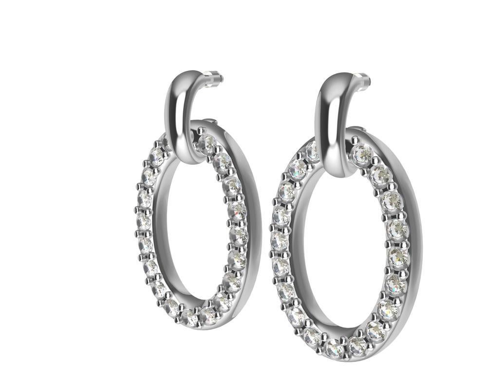 Contemporaneo Orecchini pendenti con diamante GIA in oro bianco 18 carati in vendita