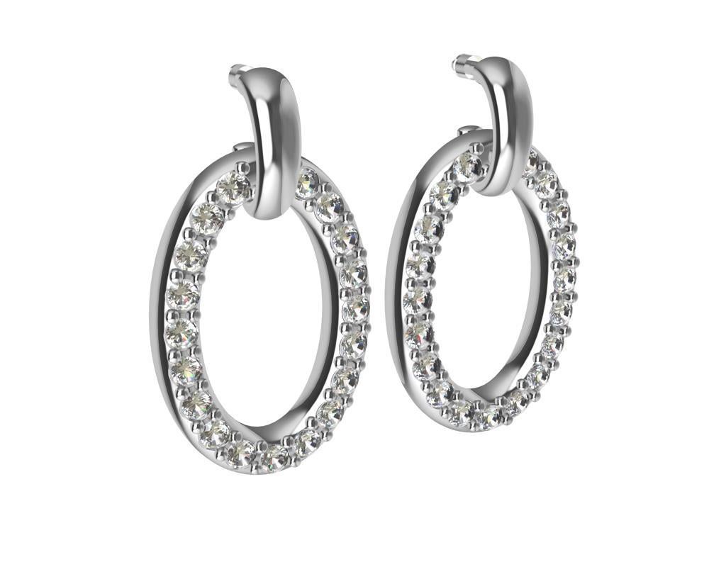 Pendants d'oreilles en or blanc 18 carats avec diamants certifiés GIA Neuf - En vente à New York, NY