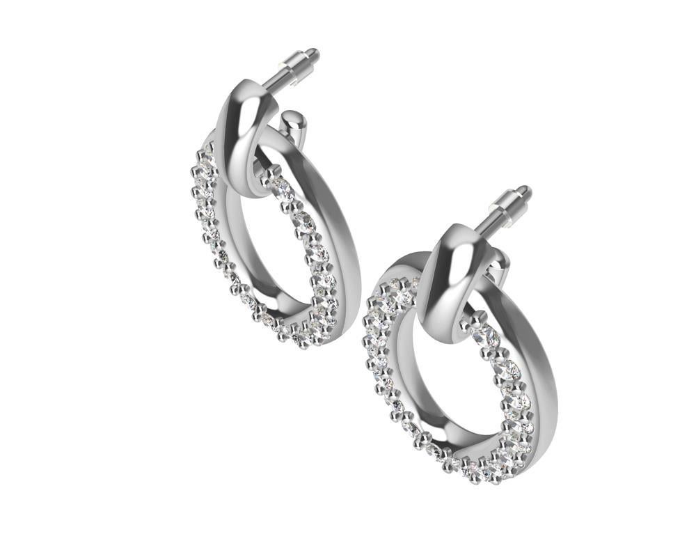 Women's or Men's 18 Karat White Gold GIA Diamond Dangle Earrings For Sale