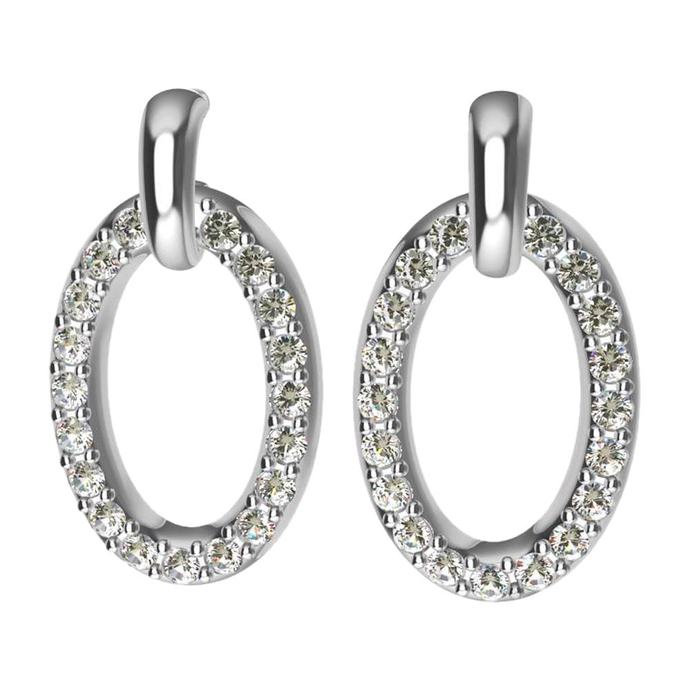 18 Karat White Gold GIA Diamond Dangle Earrings For Sale