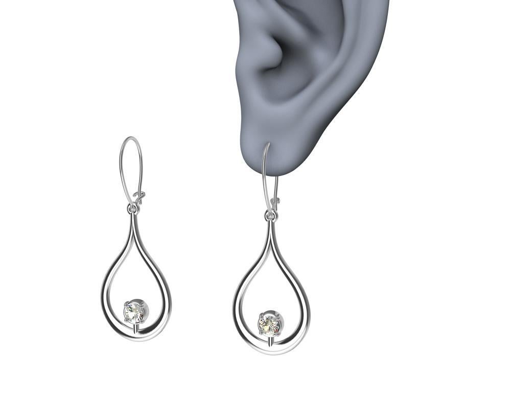Contemporary 18 Karat White Gold GIA Diamond Flat Teardrop Earrings