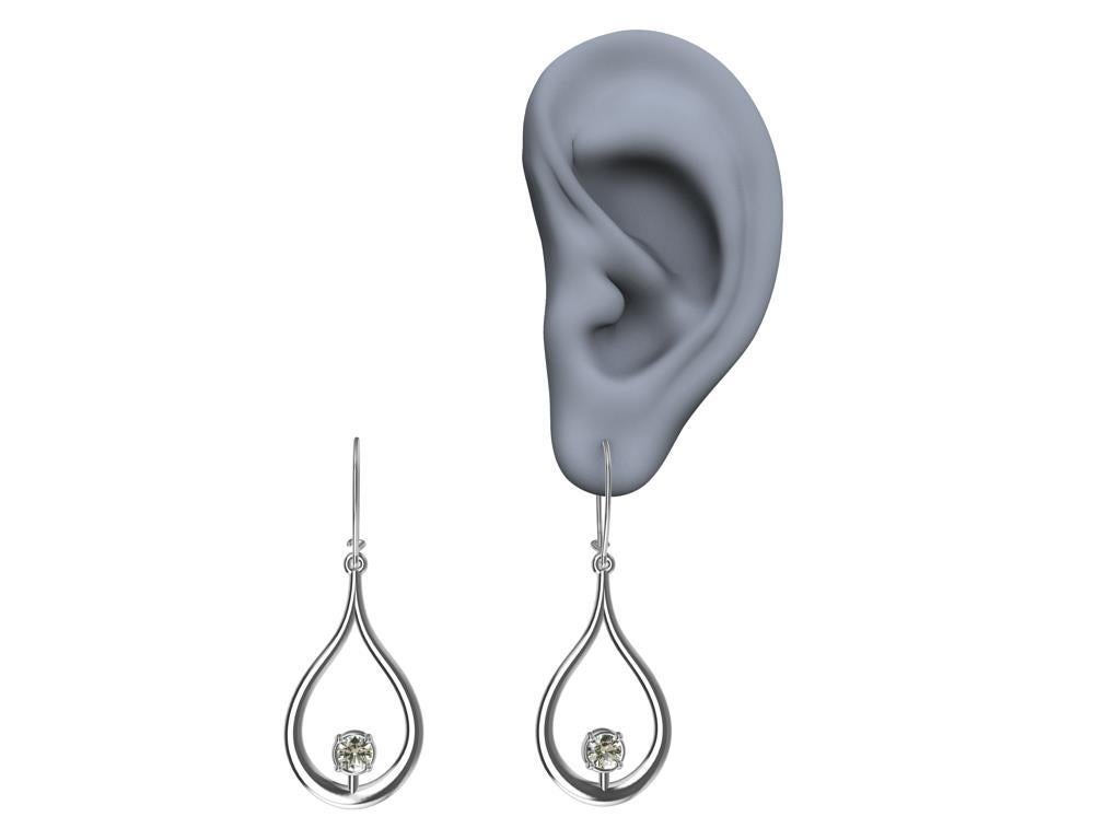 Round Cut 18 Karat White Gold GIA Diamond Flat Teardrop Earrings