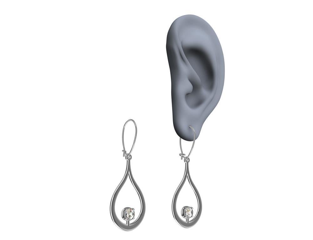 18 Karat White Gold GIA Diamond Flat Teardrop Earrings In New Condition In New York, NY