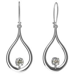 Pendientes de lágrima plana con diamantes GIA de oro blanco de 18 quilates