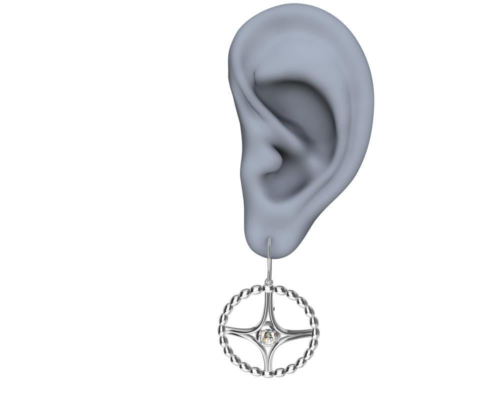 18 Karat White Gold GIA Diamond Nautical Bead Hoop Earrings. Tiffany designer , Thomas Kurilla created this Nautical series of earrings because of his love of the ocean. 2- 4mm G,VS1  GIA  diamonds .462 Ct. Wt . 23 mm diameter. Made to order, please