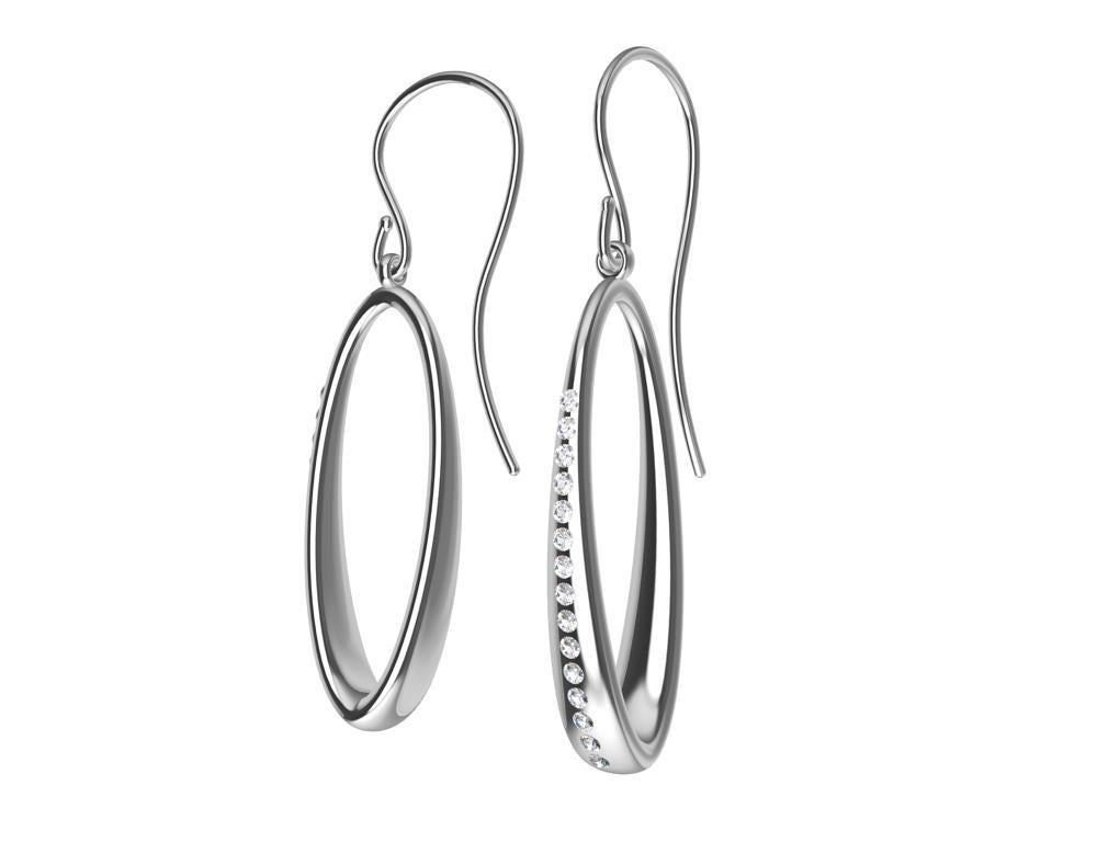 Contemporary 18 Karat White Gold GIA Diamond Oval Hoop Earrings For Sale