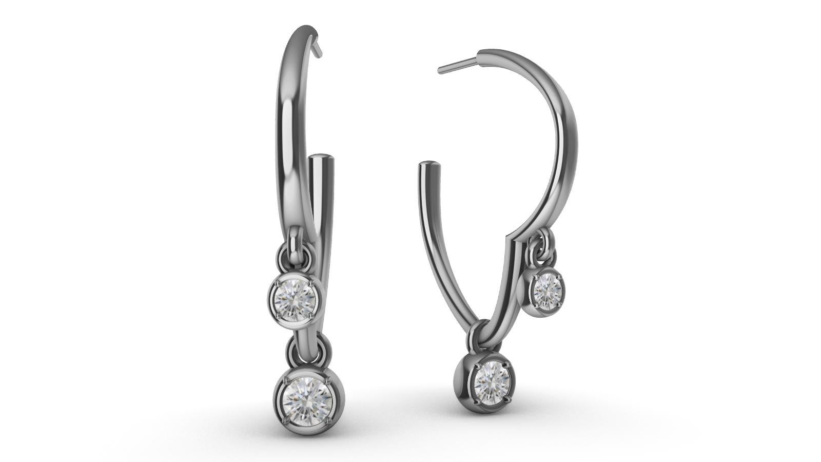 Boucles d'oreilles créoles en or blanc 18 carats avec diamants, certifié GIA en vente 1