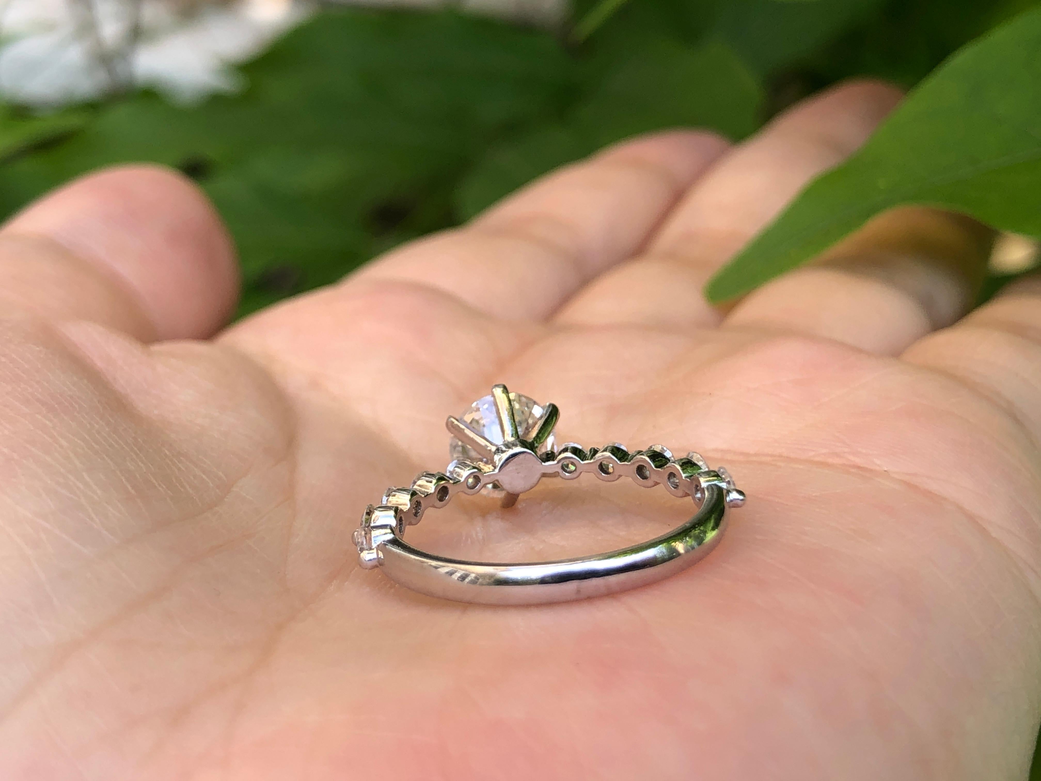 Women's or Men's 18K White Gold GIA Diamond Solitaire Ring For Sale