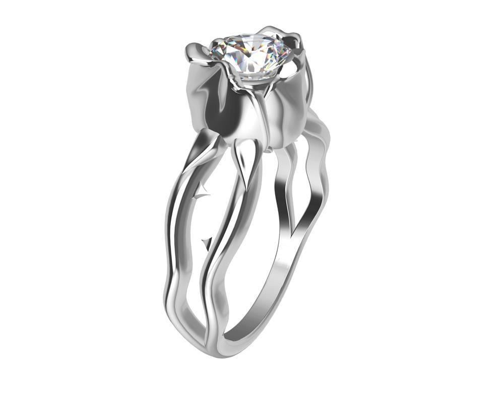 For Sale:  18 Karat White Gold GIA Rose Diamond Engagement Ring 2