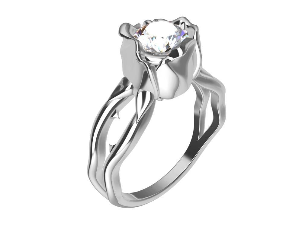 For Sale:  18 Karat White Gold GIA Rose Diamond Engagement Ring 3