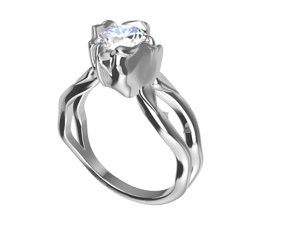 For Sale:  18 Karat White Gold GIA Rose Diamond Engagement Ring 4