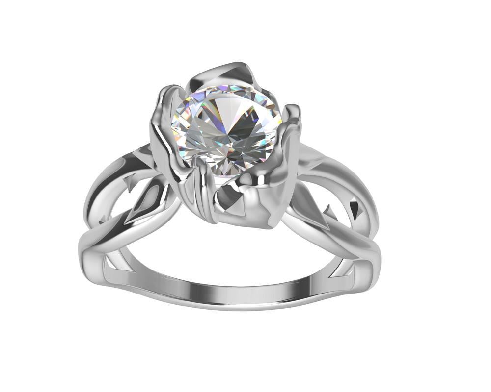 For Sale:  18 Karat White Gold GIA Rose Diamond Engagement Ring 5