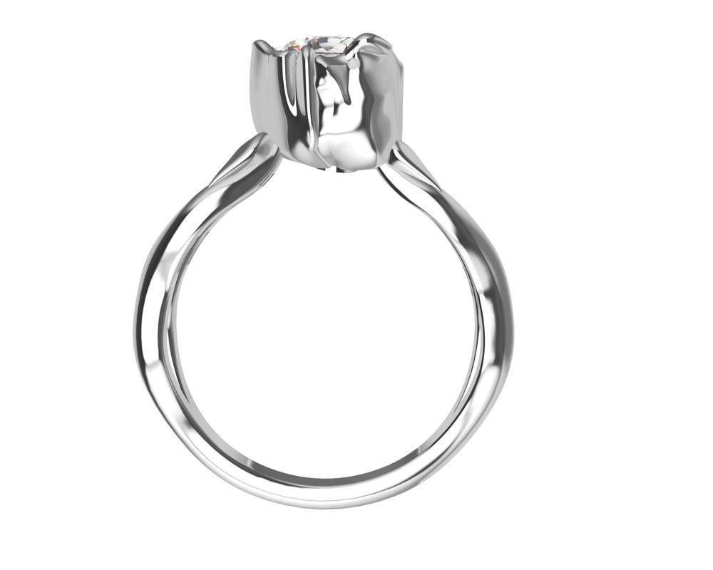 For Sale:  18 Karat White Gold GIA Rose Diamond Engagement Ring 6