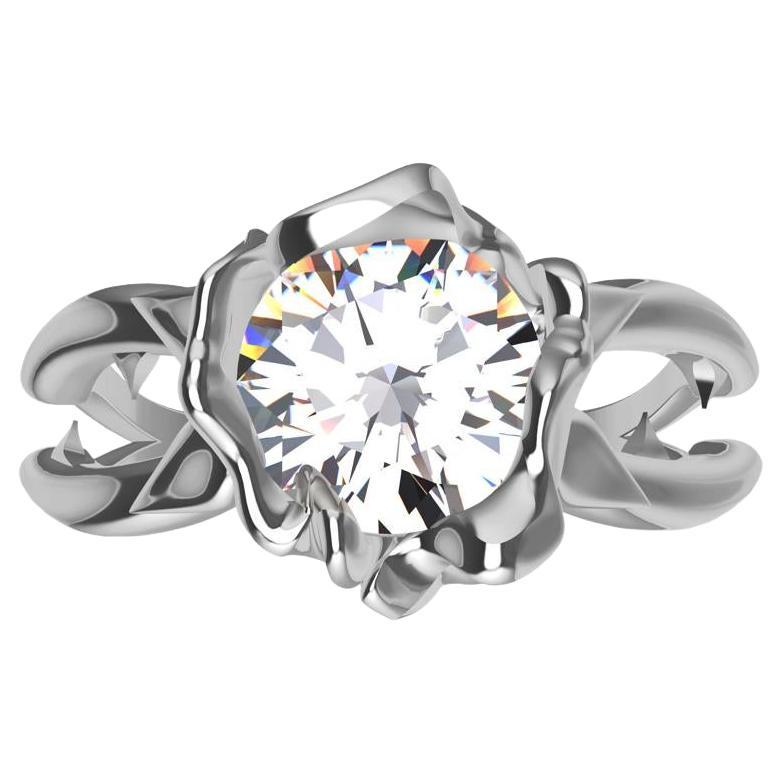 For Sale:  18 Karat White Gold GIA Rose Diamond Engagement Ring