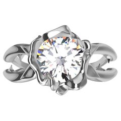18 Karat White Gold GIA Rose Diamond Engagement Ring