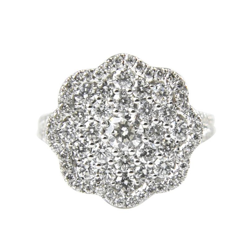 18 Karat White Gold Gilin Cluster Diamond Ring